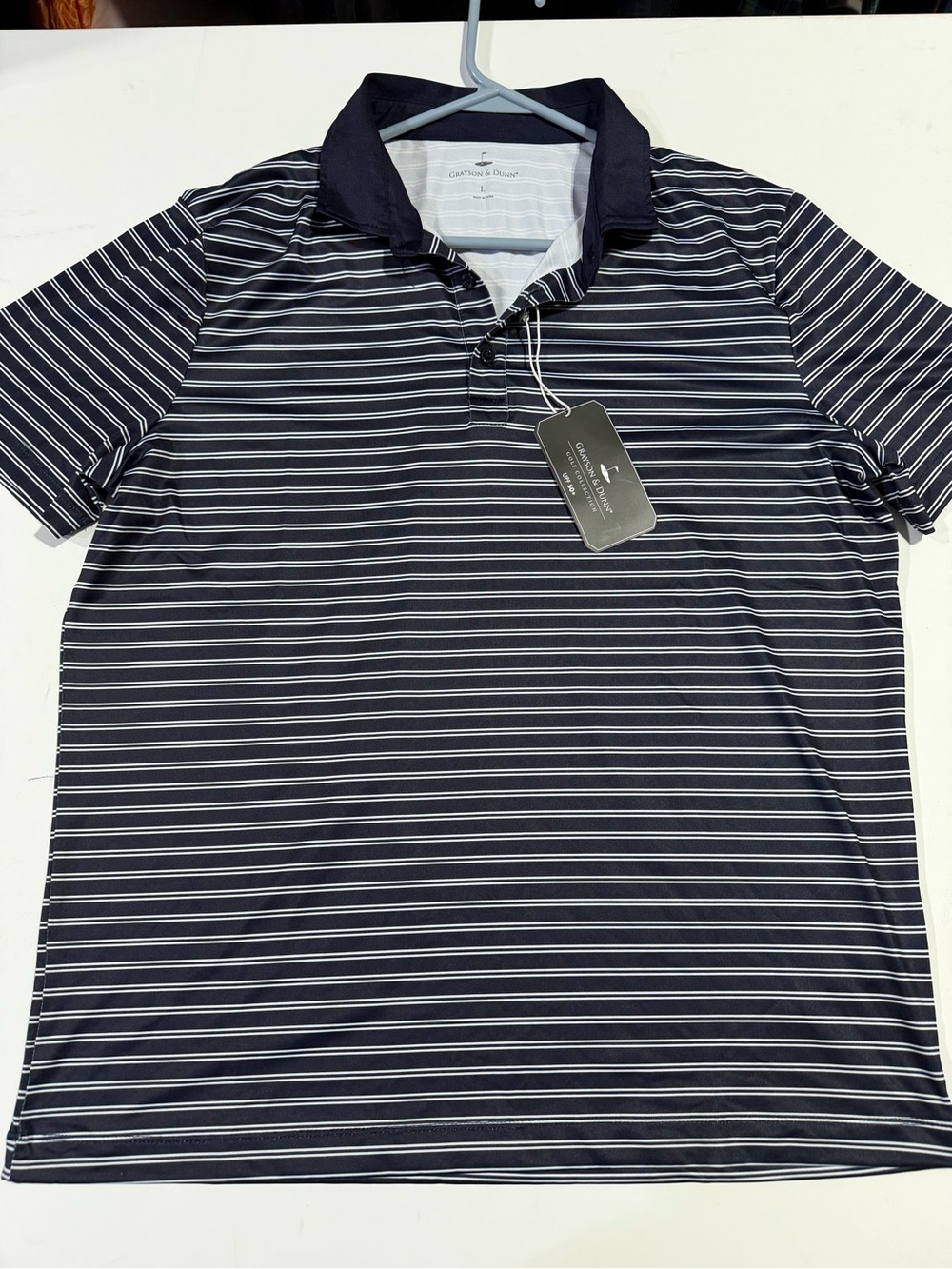 Grayson & Dunn Men's Navy Striped Polo Shirt